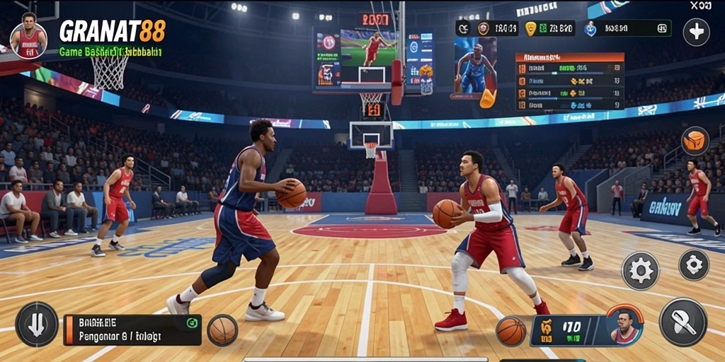 Tampilan antarmuka permainan Basket yang menarik dan interaktif.