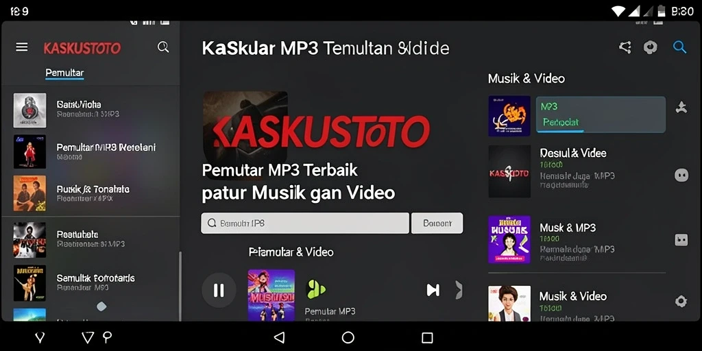 Antarmuka aplikasi KASKUSTOTO sebagai Pemutar MP3 yang intuitif dan menarik.