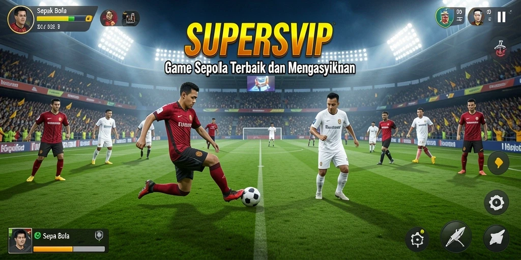 Antarmuka menarik dari game Sepak Bola SUPERSVIP