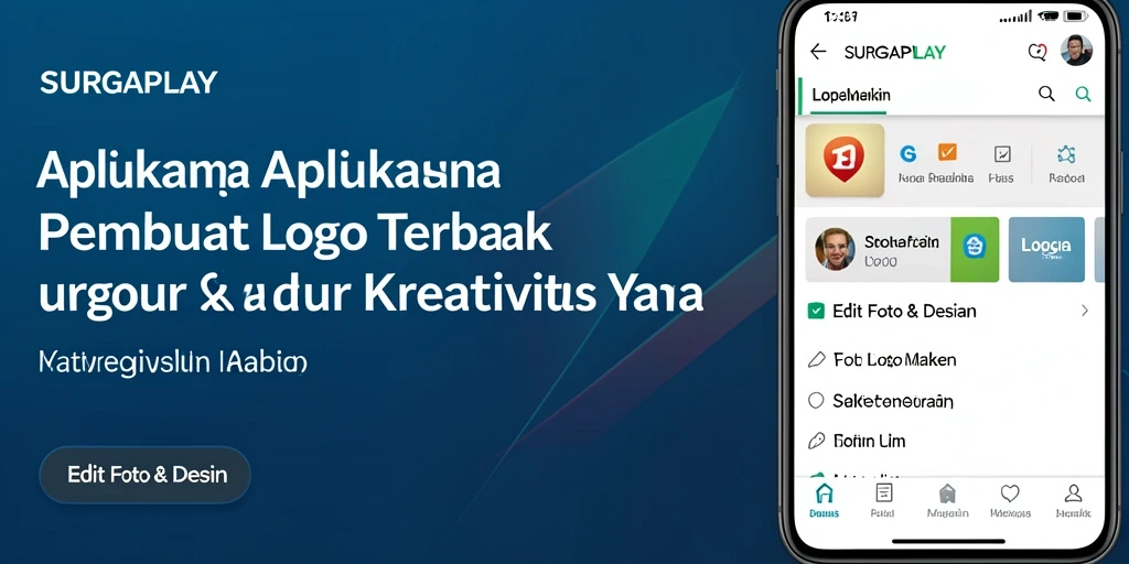 Antarmuka pengguna SURGAPLAY untuk pembuatan logo yang menawan.