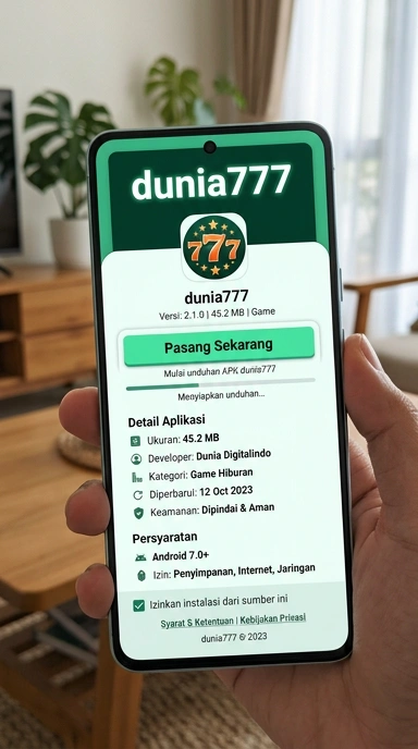 Tampilan halaman APK dunia777
