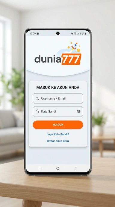 Tampilan halaman login dunia777