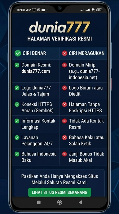 Tampilan kanal resmi dunia777